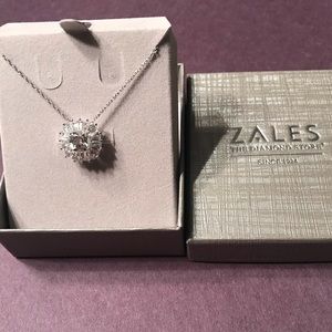 Zales 925 silver white stone necklace 18" chain